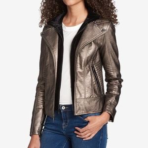 tommy hilfiger metallic jacket with hoodie